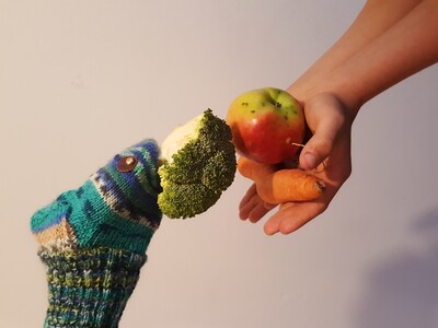 Socke mit Obst und Gemüse