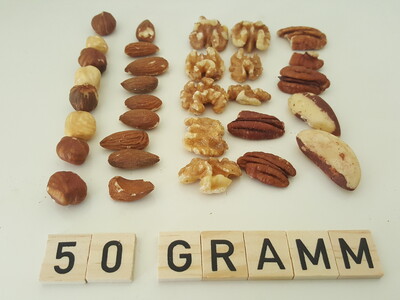 50 Gramm gemischte Nüsse 
