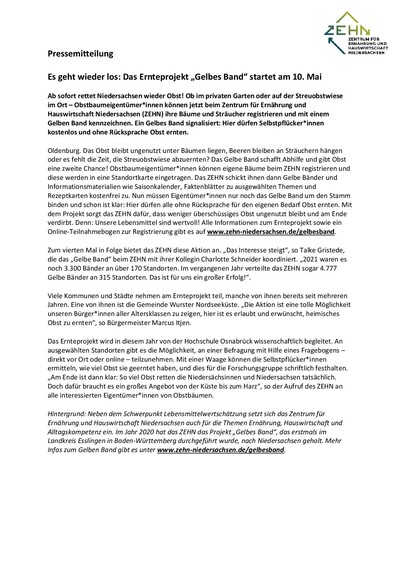 PM Gelbes Band 2023 - © LWK Niedersachsen PM Gelbes Band 2023