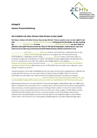 Muster-Pressemitteilung Kitaprojekt