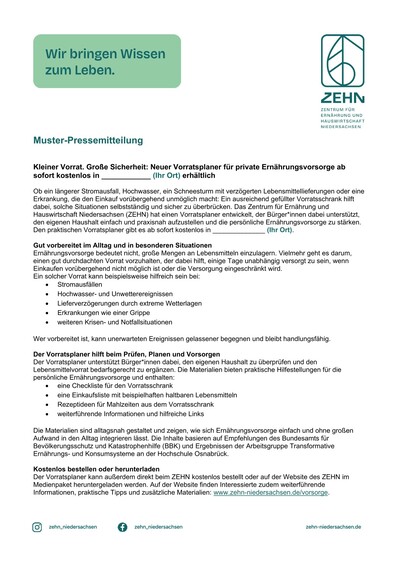 ENV - Muster-Pressemitteilung