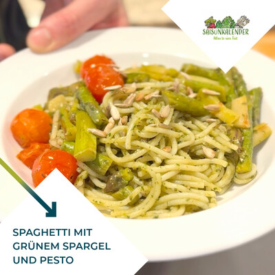 Spaghetti mit grünem Spargel und Pesto